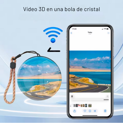 Bola de Cristal 3D con Vídeo Esférico, Memoria Integrada y WIFI