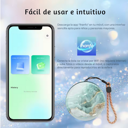 Bola de Cristal 3D con Vídeo Esférico, Memoria Integrada y WIFI