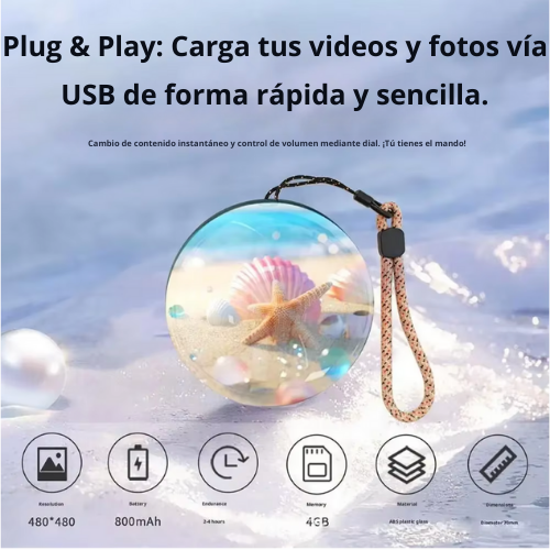 Bola de Cristal 3D con Vídeo Esférico, Memoria Integrada y WIFI